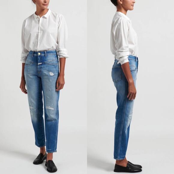 Closed ‘Pedal Pusher’ Women’s‎ Distressed Straight Slouchy Jeans Sz 27 - Picture 1 of 10